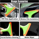 Small Silicone Window Squeegee, Car Windshield Water Blade Scraper, Multifunctional Squeegee with 5.9 Inch Blade and Non-Slip Handle, Auto Cleaning Accessory for Window, Mirror, Glass, Home (Green)