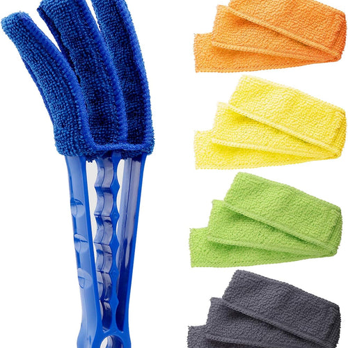 Window Blind Cleaner Duster Brush with 5 Microfiber Sleeves - Blind Cleaner Tools for Window Shutters Blind Air Conditioner Jalousie Dust