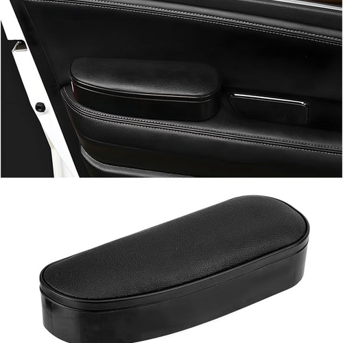 Car Armrest Support Cover, Leather Adjustable Car Armrest Support Left Elbow Pad Extender, Comfortable Car Side Door Armrest Pillow with Storage Box Relieves Driver Arm Fatigue (Black, Style 2)