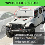 Windshield Sun Shade for Jeep,Windshield Sunshade for Wrangler TJ JK JL1997-2024,Sun Shade Windshield Cover for Jeep,UV Ray & Heat Block Windshield Shades