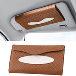 Car Tissue Holder, PU Leather Auto Napkin Holder for Visor & Backseat, Automotive Mask Organizer Case to Keep Vehicle Tidy, Universal Interior Accessories for Sedan Truck SUV (Brown)