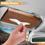Car Tissue Holder, PU Leather Auto Napkin Holder for Visor & Backseat, Automotive Mask Organizer Case to Keep Vehicle Tidy, Universal Interior Accessories for Sedan Truck SUV (Brown)