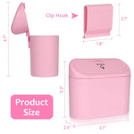 Car Trash Can with Lid, Leakproof Vehicle Garbage Organizer Holder Bin with 60 Pack Trash Bags, Mini Auto Dustbin Accessories Storage Container for Vans, SUVs, Office (Pink)