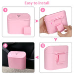 Car Trash Can with Lid, Leakproof Vehicle Garbage Organizer Holder Bin with 60 Pack Trash Bags, Mini Auto Dustbin Accessories Storage Container for Vans, SUVs, Office (Pink)