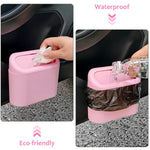 Car Trash Can with Lid, Leakproof Vehicle Garbage Organizer Holder Bin with 60 Pack Trash Bags, Mini Auto Dustbin Accessories Storage Container for Vans, SUVs, Office (Pink)