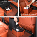 Foldable Car Trash Bin & Organizer Leakproof Waterproof PU Leather Orange
