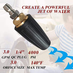 4000 PSI Rotating Turbo Nozzle Set, 1/4 Inch, With 5 Tips for Pressure Washer, Orifice 3.0