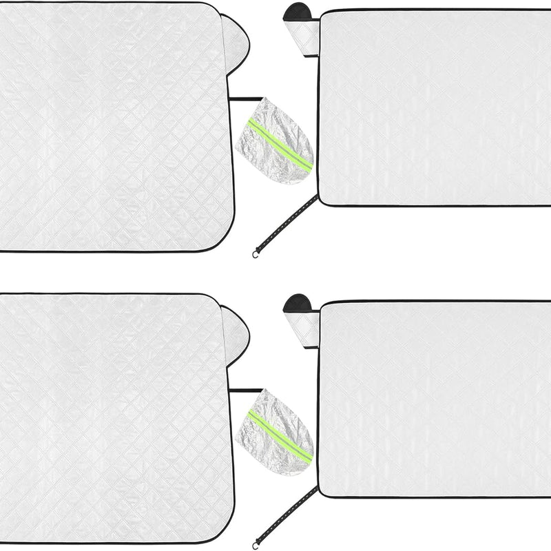 4 Pcs Car Windshield Sun Shade Set - UV Block Heat Reflect Front & Rear Sun Protection with Magnetic Edges and Side Mirror Covers, Universal Fit for Cars, Trucks, Suvs - Fits Most Vehicles