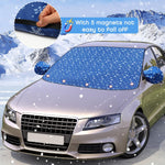 2 Pcs Windshield Cover for Ice and Snow Set Blue Snowflake Heavy Duty 600d Oxford Fabric Car Winter Accessories Front&Rear Protection with Magnetic Edges Wing Mirror Covers for Car Truck SUV