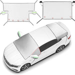 2 Piece Car Windshield Sunshade Set, Front & Rear Window Sun Shade with Magnetic Edges and Side Mirror Covers, Foldable Sun Visor, Blocks UV Rays and Keeps Car Cool(Unobstructed Rearview,Silver)