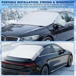 2 Piece Car Windshield Sunshade Set, Front & Rear Window Sun Shade with Magnetic Edges and Side Mirror Covers, Foldable Sun Visor, Blocks UV Rays and Keeps Car Cool(Unobstructed Rearview,Silver)