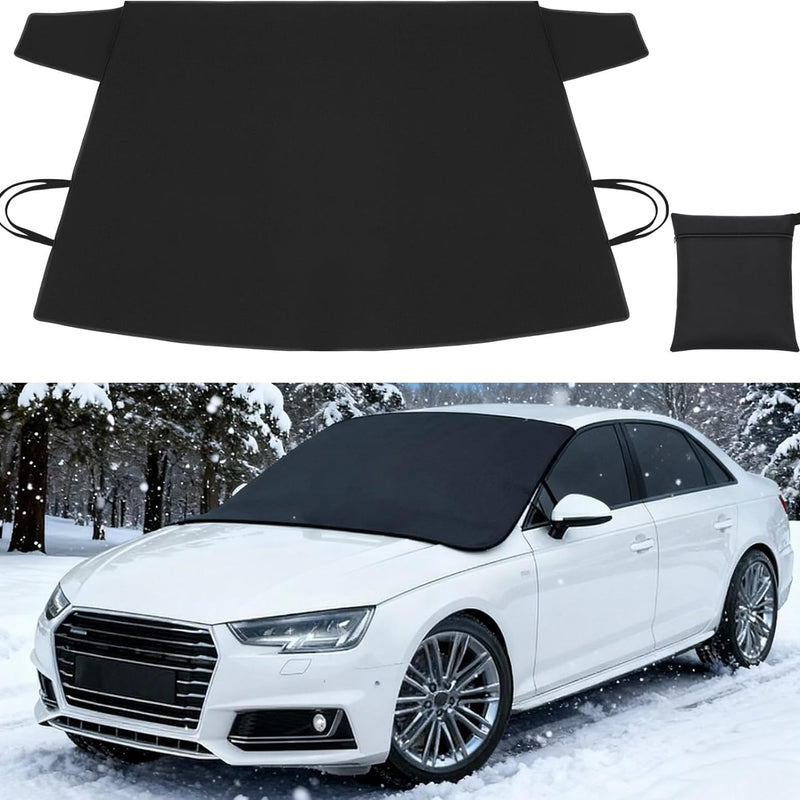 Windshield Cover for Ice and Snow Heavy Duty 600d Oxford Fabric Windshield Protector for Cars Suvs Trucks Secure Fit Waterproof Frost Cover for Winter Car Accessories, Black, 69"x42"
