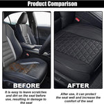 Leather Car Seat Cover, Auto Front Bottom Seat Cover Luxury Car Seat Protector Anti-Slip Waterproof Cushion Cover with Storage Pocket, for Most Cars, Trucks, SUVs (Black)