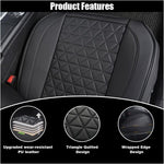 Leather Car Seat Cover, Auto Front Bottom Seat Cover Luxury Car Seat Protector Anti-Slip Waterproof Cushion Cover with Storage Pocket, for Most Cars, Trucks, SUVs (Black)