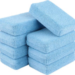 Microfiber Applicator Pad-8Pack, Car Wash Sponge, Premium Microfiber Sponge and Cleaning Pads, Perfect for Effortless Wax, Sealant, and Conditioner Application, Car Deng Supplies, Blue