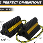 Wheel Chocks for RV Trailer Camper Truck Car, [2pair/4pack with Rope] Versatile Rubber Chocks Block Stopper for Tire with Reflective Strips, Utility Boat Travel Trailer Camper RV Accessories Must