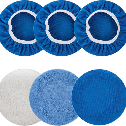 6 Pcs Car Polishing Pad, Buffing Pad for 10 Inch Car Polisher, Microfiber Wax Applicator Pad for Car, Microfiber, Wool, Coral Fleece