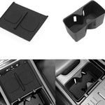 for 2024 2025 2026 Hyundai Santa Fe Not for Hyundai Tucson Center Console Silicone Water Cup Holder Insert with Wireless Charging Pad Protector 2PCS Black for Santa Fe Accessories