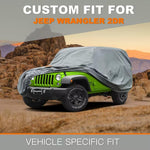 Heavy Duty Jeep 2dr Car Cover, Custom Fit Jeep Wrangler 2 Door CJ YJ JK JL Waterproof All Weather for Automobiles, Full Car Cover - Sun, Rain & UV Protection