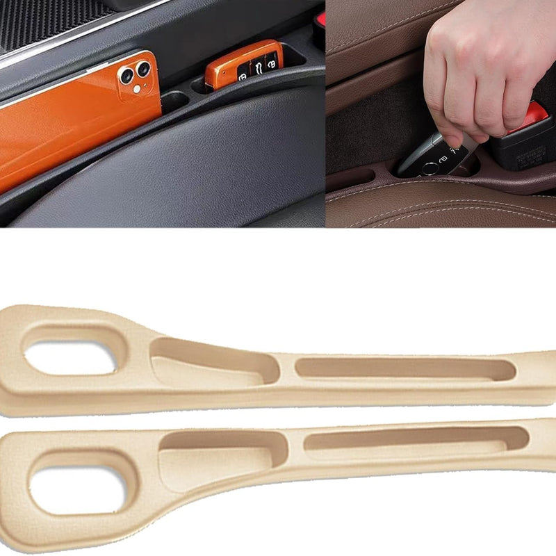 2PCS Nodrop Seat Guard,Car Seat Side Gap Filler, Place Your Phone, Cards, Wallet, Side Gap Fillers for All Cars Place Your Phone, Cards, Wallet (Beige B)