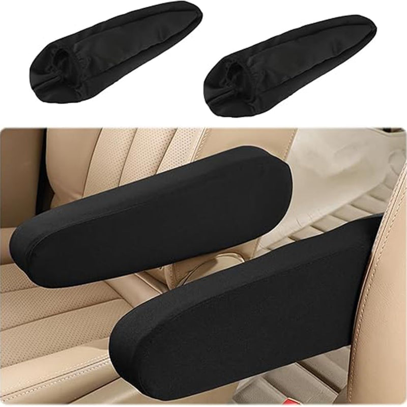 2PC Car Front Seat Armrest Covers,Universal Size Seat Arm Rest Cover,Flat Cloth Fabric Armrest Cover,Car Interior Accessories(1Pair) (Black)