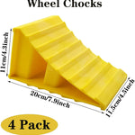 4 Pack Wheel Chocks, Non Slip Base, Tire Chocks，Heavy Duty Safety Wheel Chocks for RV, Trailer - Car Truck Stopper，Helps Keep Your Trailer or RV in Place