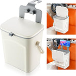 Car Trash Can with Lid and Phone Holder, Universal Bin, Waterproof Hanging Vehicle Garbage Can, Leak Proof Organizers Storage, Accessories Interior for Women Men, White -