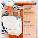 Car Trash Can with Lid and Phone Holder, Universal Bin, Waterproof Hanging Vehicle Garbage Can, Leak Proof Organizers Storage, Accessories Interior for Women Men, White -
