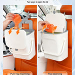 Car Trash Can with Lid and Phone Holder, Universal Bin, Waterproof Hanging Vehicle Garbage Can, Leak Proof Organizers Storage, Accessories Interior for Women Men, White -