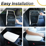 Center Console Leather Armrest Cover Compatible with Tesla Model 3 Highland Refresh 2024-2026 & Y Juniper 2026, No-Slip Designed EZ Snap Car Interior Accessories (White) White -