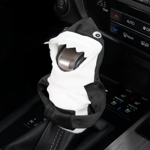 Cute Shark Hoodie Gear Shift Knob Cover — Universal, Machine Washable (Black)