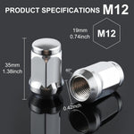 20PCS White Knight M12x1.5 Wheel Lug Nuts, One-Piece Design Bulge Acorn Chrome Nuts for Toyota Camry/Corolla/Tacoma Lexus/Ford Fusion/Focus Silver M12X1.5
