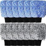 12 Pcs Microfiber Car Wash Mitts, Scratch Free Ultra Absorbent Sponge Glove Cleaner Mitts for Wheel Trucks Home Cleaning (Black and White,Blue White) -