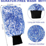 12 Pcs Microfiber Car Wash Mitts, Scratch Free Ultra Absorbent Sponge Glove Cleaner Mitts for Wheel Trucks Home Cleaning (Black and White,Blue White) -