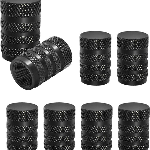 Tyre Valve Caps — Aluminium, Black, 8-Pack (Universal, 10 mm)