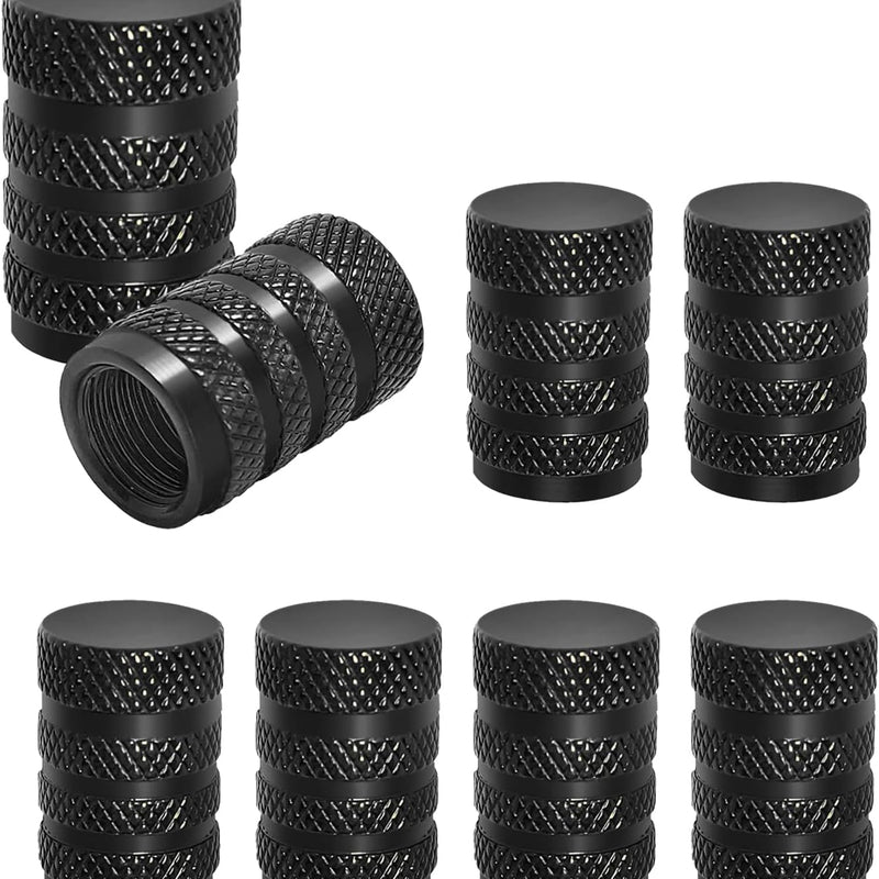 8 valve caps - black dust caps for car tyres - valve caps - durable universal aluminium dust caps for cars - bikes - trucks and motorcycles