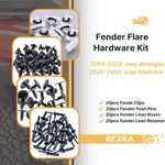 Rexka 80pcs Fender Flare Hardware Kits for Jeep Wrangler JL 2018-2024 Jeep Gladiator 2020-2023 JT Ram 1500 68526185AA 6506007AA 6506293AA 6505411AA Jeep Fender Clips