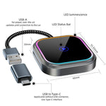 Wireless CarPlay Adapter for Car USB to Type-C Plug and Play Compatible with iPhone