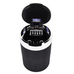 LED Car Ashtray with Lid 3W Portable Automobile Ashtray Car Cigarette Ashtray for Home OfficeSilver