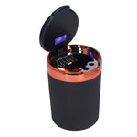 3W Luminous Car Ashtray with LED Light Lid Fireproof Smokeless Cigarette Ashtray for Home OfficeOrange