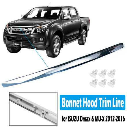 Chrome ABS Bonnet Hood Trim Line for Isuzu D-Max & MU-X 2012-2016