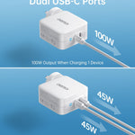 CHOETECH PD6008  GAN Dual Type-C 100w Travel Charger (US/EU/UK/AU)