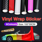 152 x 30CM Car Vinyl Wrap Carbon Fiber Matt Satin Glossy Multi Color Car Tint Car Sticker - Red Carbon Fiber