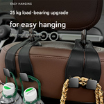 Beige Heavy Duty Car Headrest Hooks (Set of 4 Units) - PU Leather Seat Back Organizer Hangers