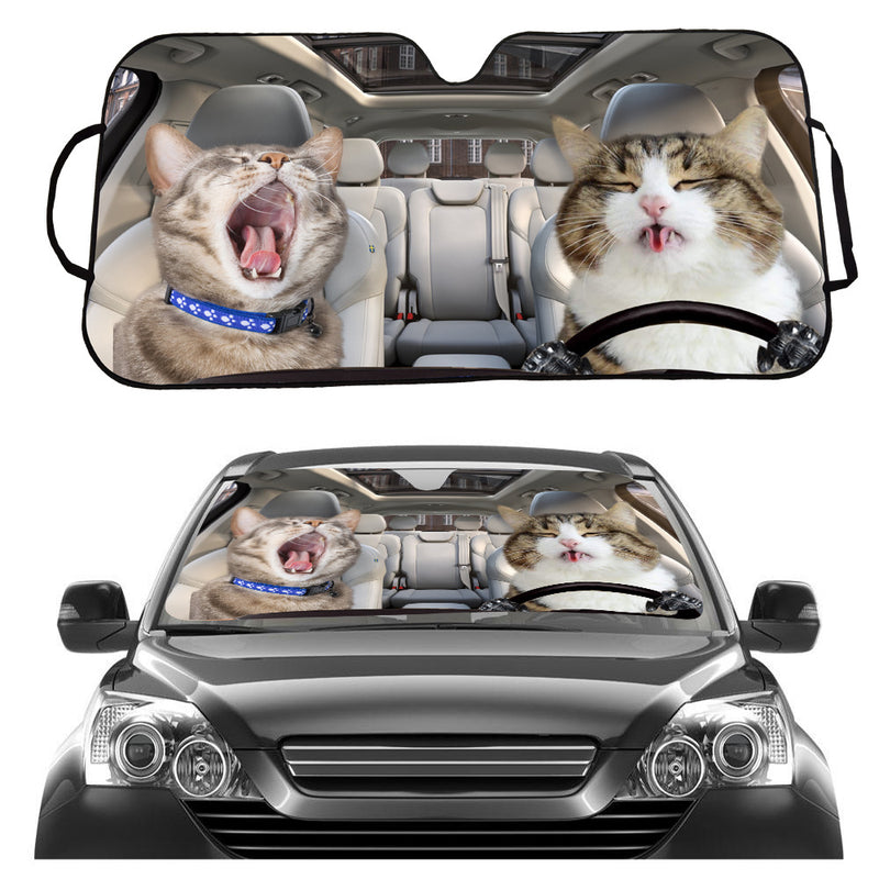 Cat Driving Car Sunshade for Windshield - UV Protection