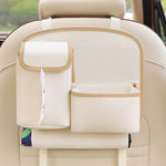 Car Seat Back Organizer with Practical design-Multi-Pocket Storage for Tissues and Gadgets-Beige