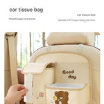 Car Seat Back Organizer with Practical design-Multi-Pocket Storage for Tissues and Gadgets-Brown