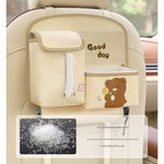 Car Seat Back Organizer with Practical design-Multi-Pocket Storage for Tissues and Gadgets-Cute bear(Brown)