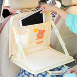Pink Foldable Car Back Seat Organizer Tray - PU Leather Travel Desk with Tablet Holder