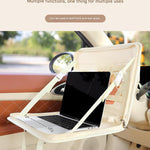 Pink Foldable Car Back Seat Organizer Tray - PU Leather Travel Desk with Tablet Holder